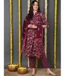 Vaamsi Rayon Printed Kurti With Pants Women's Stitched Salwar Suit - Maroon ( Pack of 1 )