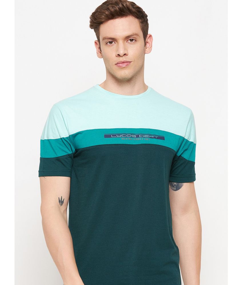     			Lycos Cotton Blend Regular Fit Colorblock Half Sleeves Men's T-Shirt - Dark Green ( Pack of 1 )