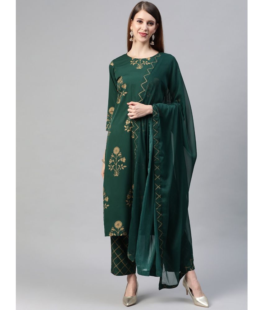     			Vaamsi Crepe Printed Kurti With Palazzo Women's Stitched Salwar Suit - Green ( Pack of 1 )