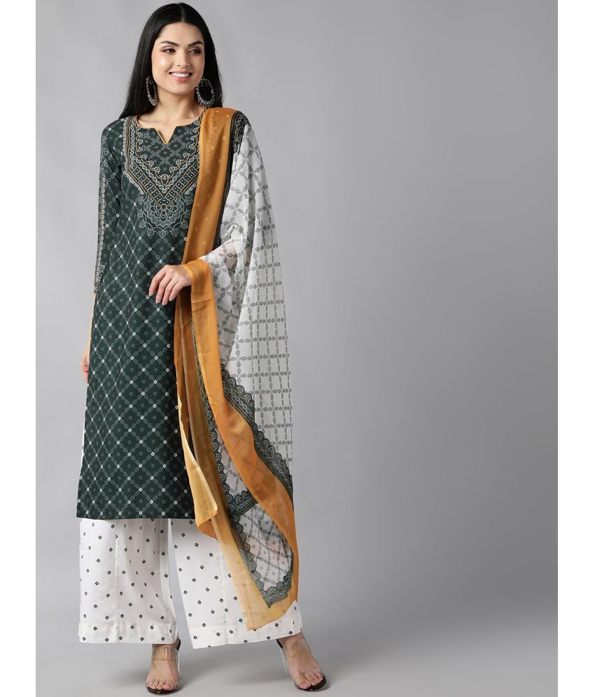     			Vaamsi Polyester Printed Kurti With Palazzo Women's Stitched Salwar Suit - Green ( Pack of 1 )