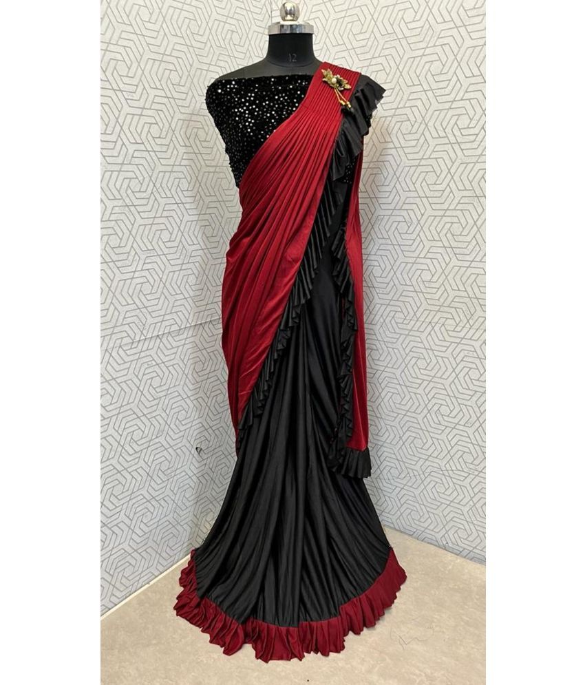     			A TO Z CART Lycra Embellished Saree With Blouse Piece - Red ( Pack of 1 )