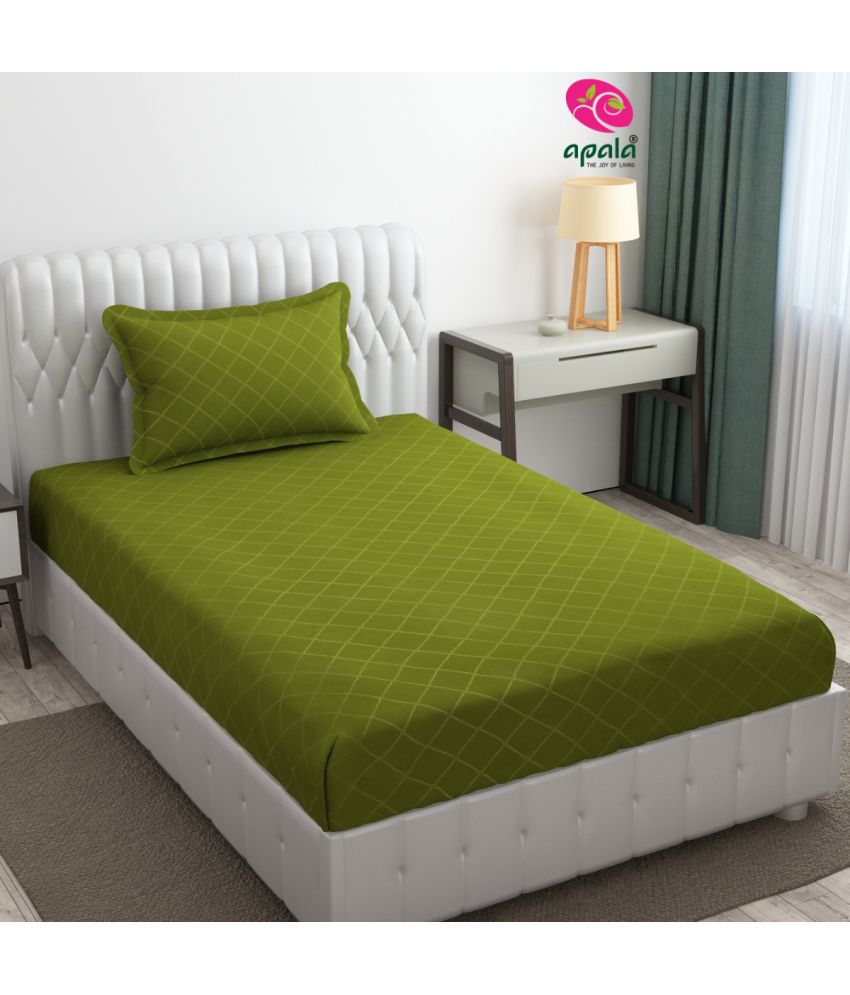     			Apala Microfiber Geometric 1 Single Bedsheet with 1 Pillow Cover - Green