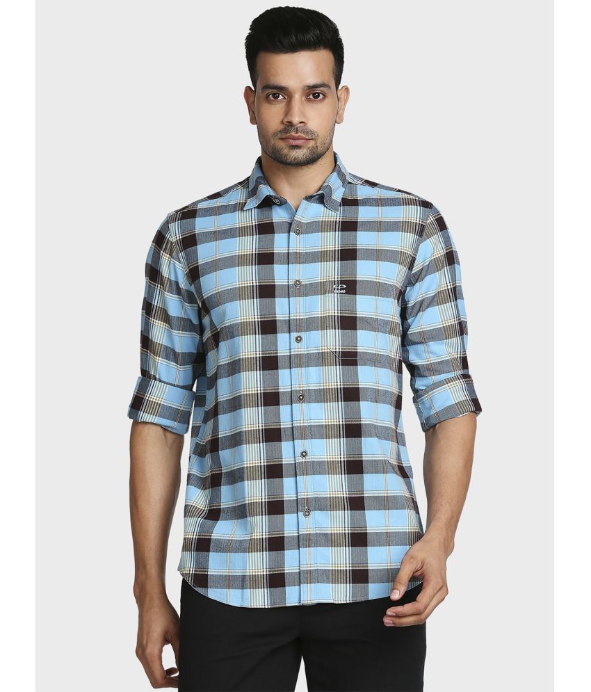     			Colorplus 100% Cotton Regular Fit Checks Full Sleeves Men's Casual Shirt - Blue ( Pack of 1 )