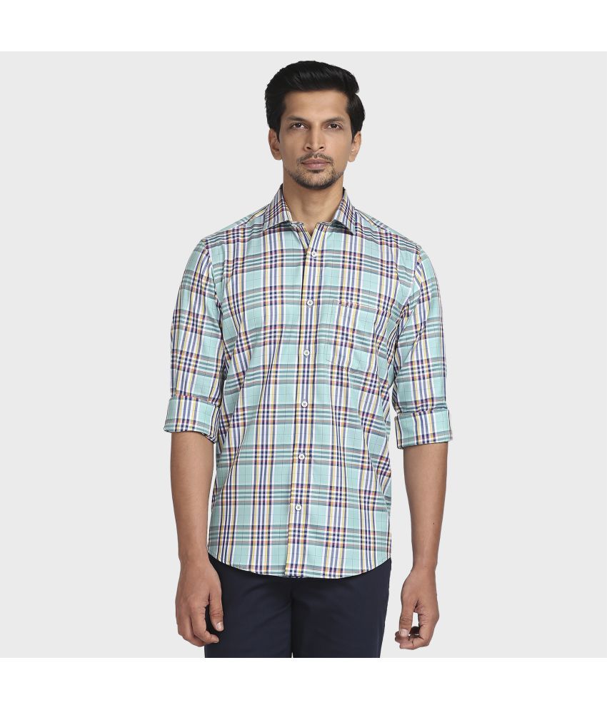     			Colorplus 100% Cotton Regular Fit Checks Full Sleeves Men's Casual Shirt - Green ( Pack of 1 )