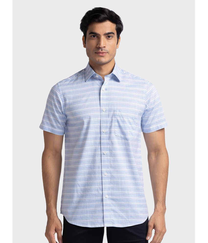     			Colorplus 100% Cotton Regular Fit Striped Half Sleeves Men's Casual Shirt - Blue ( Pack of 1 )