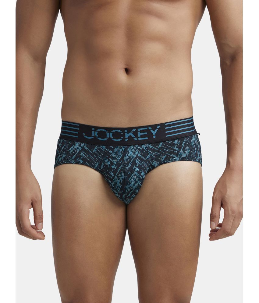     			Pack of 1 Jockey MM07 Men Microfiber Mesh Elastane Printed Brief with Stay Dry Technology - Ocean Depth