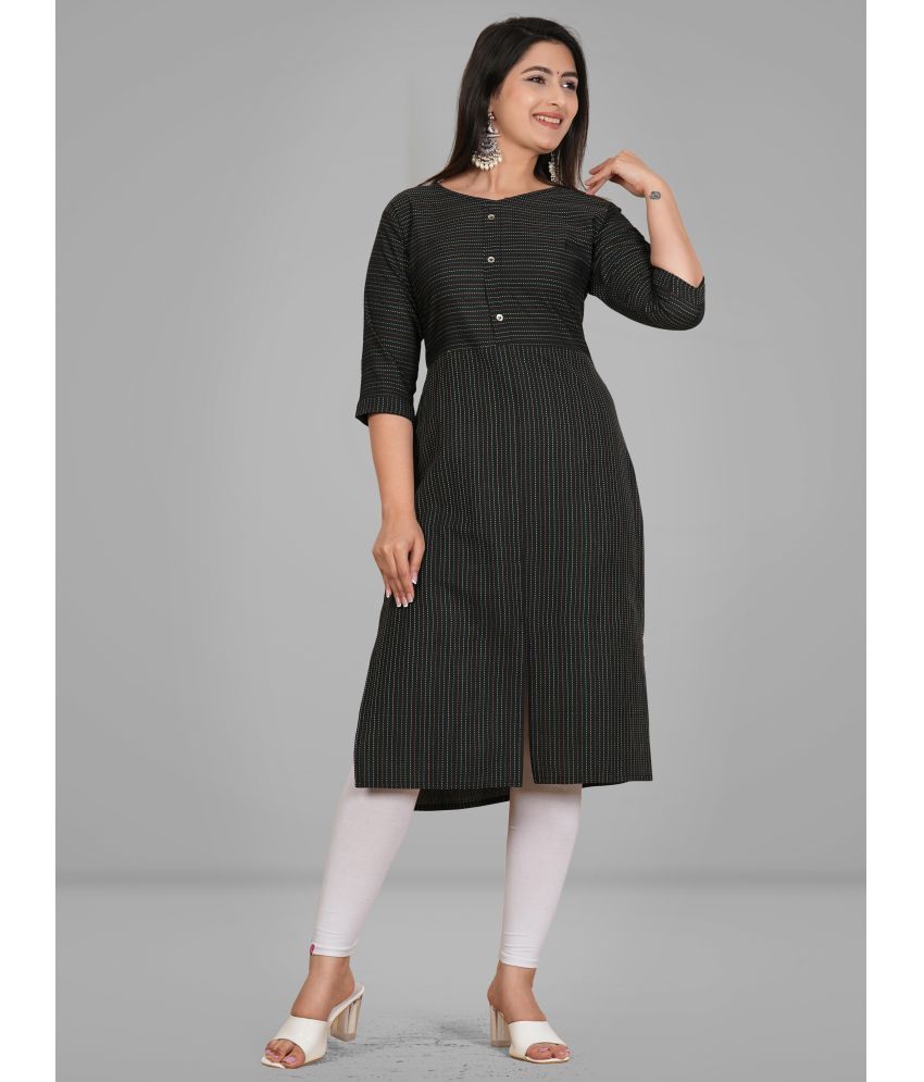     			Parastri Cotton Embroidered Front Slit Women's Kurti - Black ( Pack of 1 )