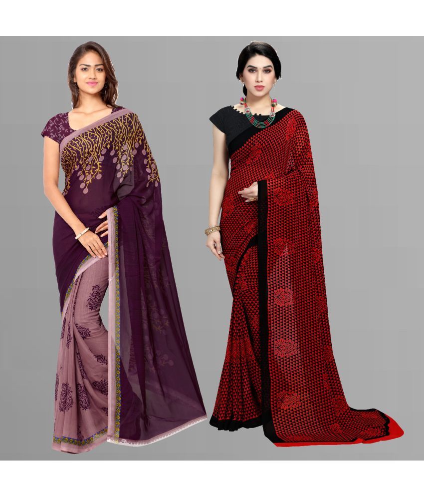     			Sherine - Multicolour Georgette Saree With Blouse Piece ( Pack of 2 )