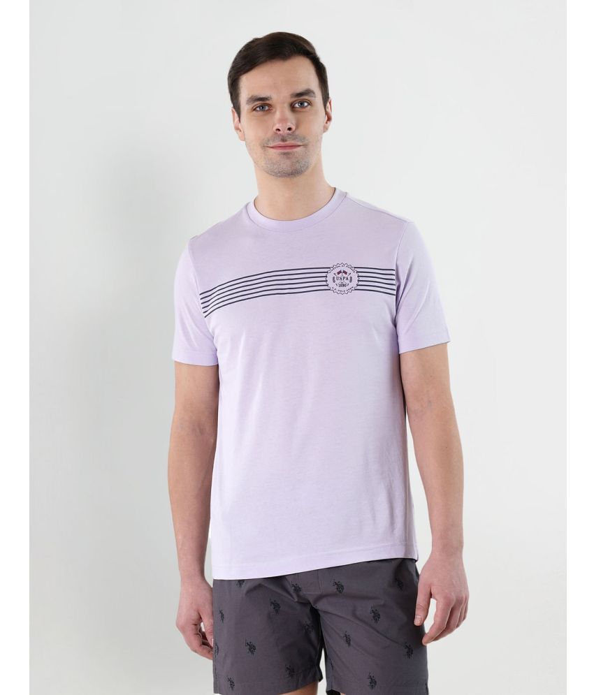     			U.S. Polo Assn. Cotton Regular Fit Striped Half Sleeves Men's T-Shirt - Purple ( Pack of 1 )