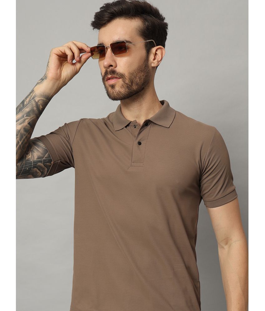     			AAUSTRIA Cotton Blend Regular Fit Solid Half Sleeves Men's Polo T Shirt - Brown ( Pack of 1 )