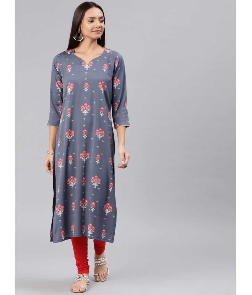     			Vaamsi Crepe Printed Straight Women's Kurti - Grey ( Pack of 1 )