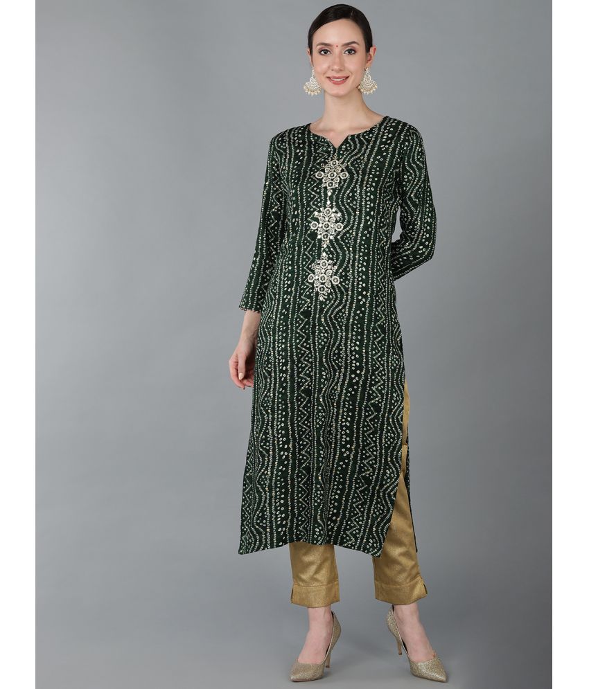     			Vaamsi Viscose Embroidered Straight Women's Kurti - Green ( Pack of 1 )