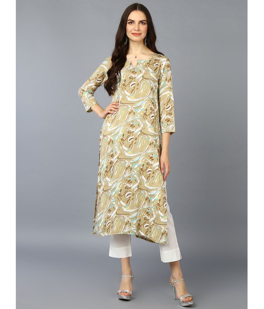     			Vaamsi Viscose Printed Straight Women's Kurti - Khaki ( Pack of 1 )