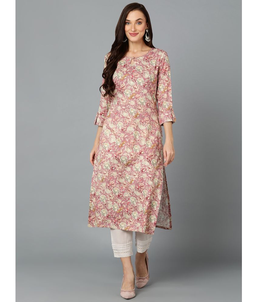     			Vaamsi Viscose Printed Straight Women's Kurti - Pink ( Pack of 1 )