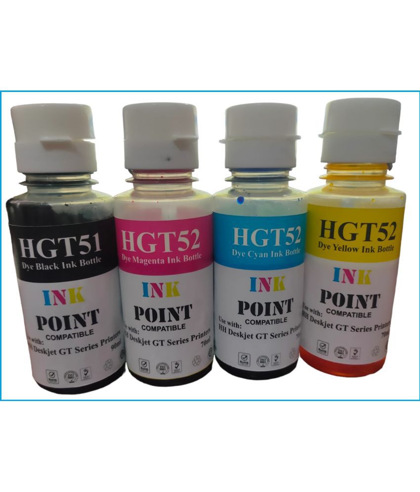     			INK POINT Assorted Pack of 4 Toner for Ink Compatible for HP GT51/52 Used with DeskJet GT 5810/GT 5811/GT 5820, GT 5821
