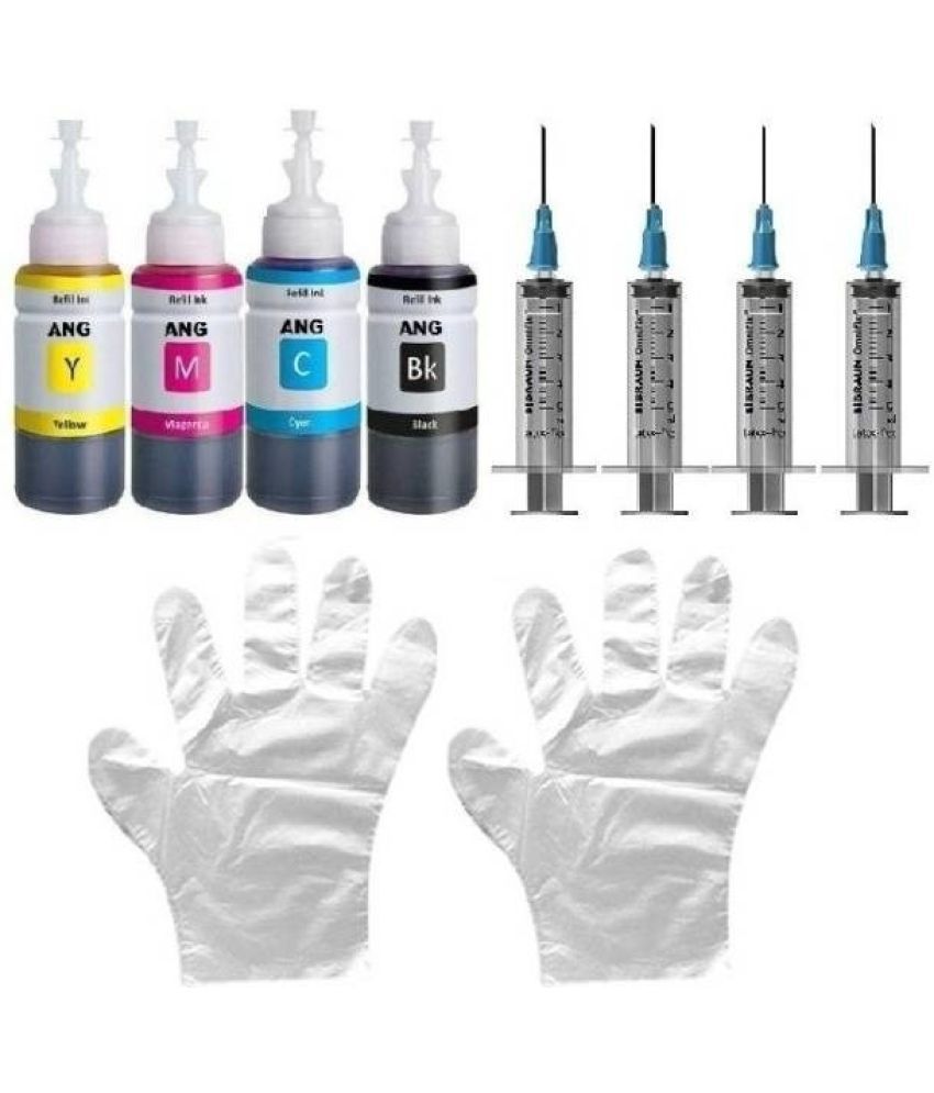     			INK POINT Assorted Pack of 4 Toner for BLACK 1/ CYAN 1/ MAGENTA 1/ YELLOW 1/ 100 ML Each Bottle , 4 Syringe .10 ML Each Syringe