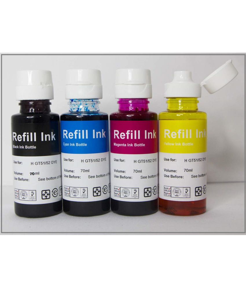     			INK POINT Assorted Pack of 4 Toner for Refill for HP GT51 GT52 Compatible for HP Ink Tank 310,315,319,410,415,419 Tank Wireless (4 color)