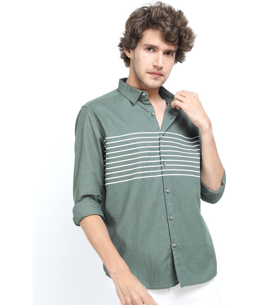     			Ketch Cotton Blend Slim Fit Solids Full Sleeves Men's Casual Shirt - Green ( Pack of 1 )