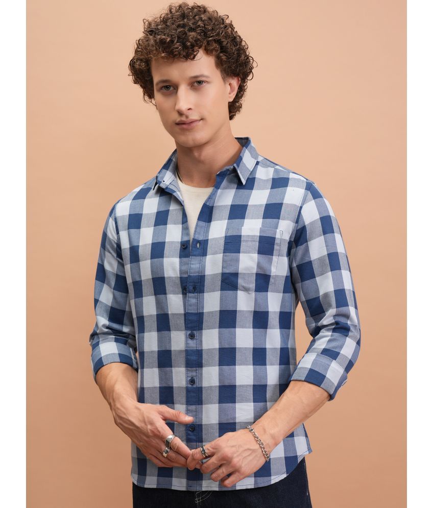     			Ketch Cotton Blend Slim Fit Checks Full Sleeves Men's Casual Shirt - Blue ( Pack of 1 )