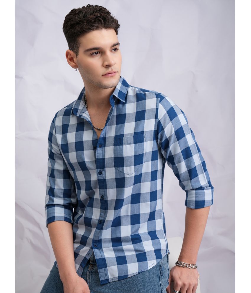     			Ketch Cotton Blend Slim Fit Checks Full Sleeves Men's Casual Shirt - Blue ( Pack of 1 )