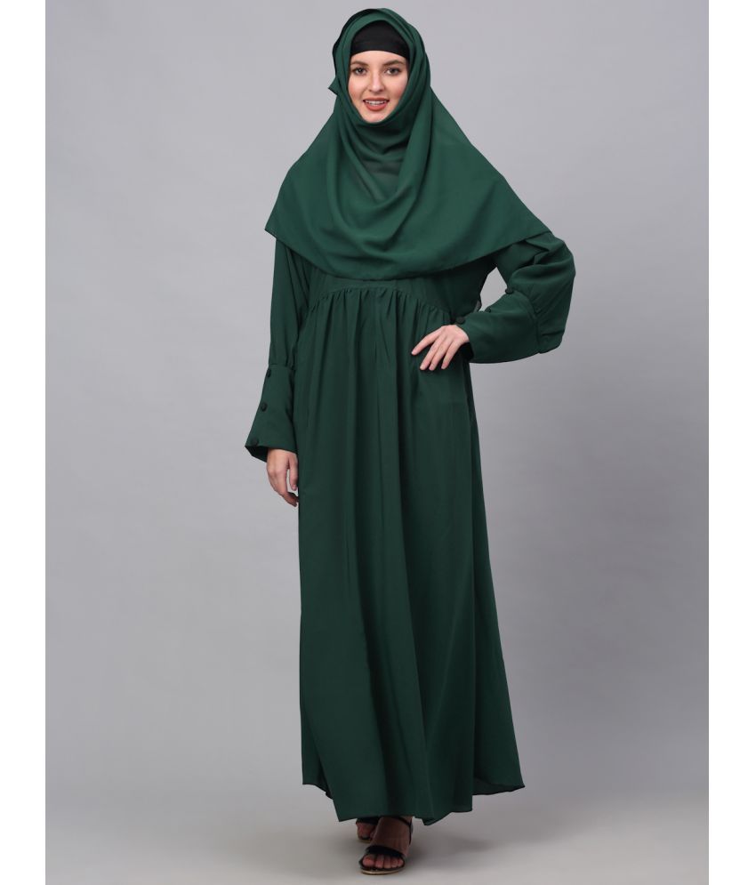     			Klotthe Green Polyester Unstitched Burqas without Hijab - Single