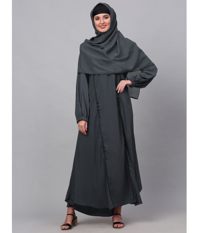     			Klotthe Grey Polyester Unstitched Burqas without Hijab - Single