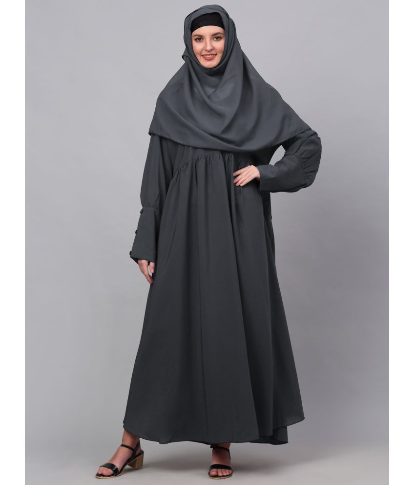     			Klotthe Grey Polyester Unstitched Burqas without Hijab - Single