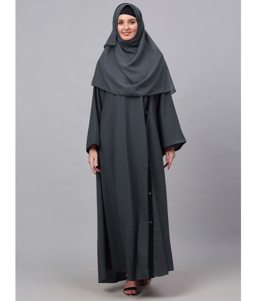     			Klotthe Grey Polyester Unstitched Burqas without Hijab - Single