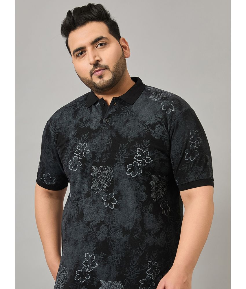    			MXN Cotton Blend Regular Fit Printed Half Sleeves Men's Polo T Shirt - Black ( Pack of 1 )