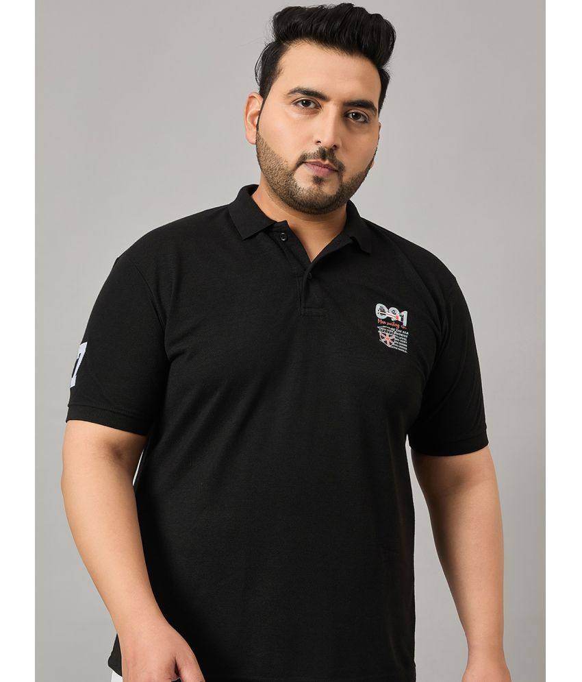     			MXN Cotton Blend Regular Fit Printed Half Sleeves Men's Polo T Shirt - Black ( Pack of 1 )