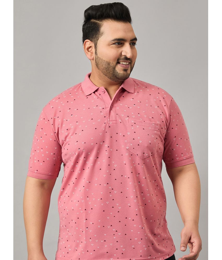     			MXN Cotton Blend Regular Fit Printed Half Sleeves Men's Polo T Shirt - Peach ( Pack of 1 )