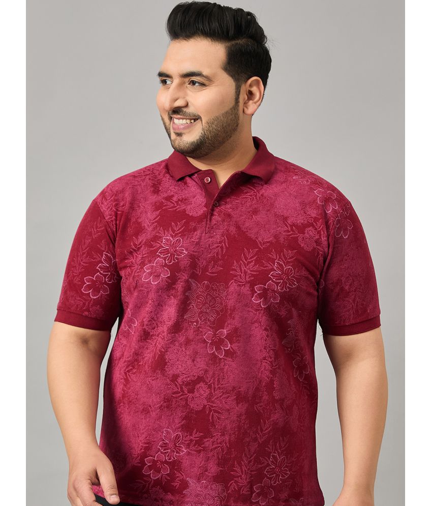     			Nyker Cotton Blend Regular Fit Printed Half Sleeves Men's Polo T Shirt - Wine ( Pack of 1 )