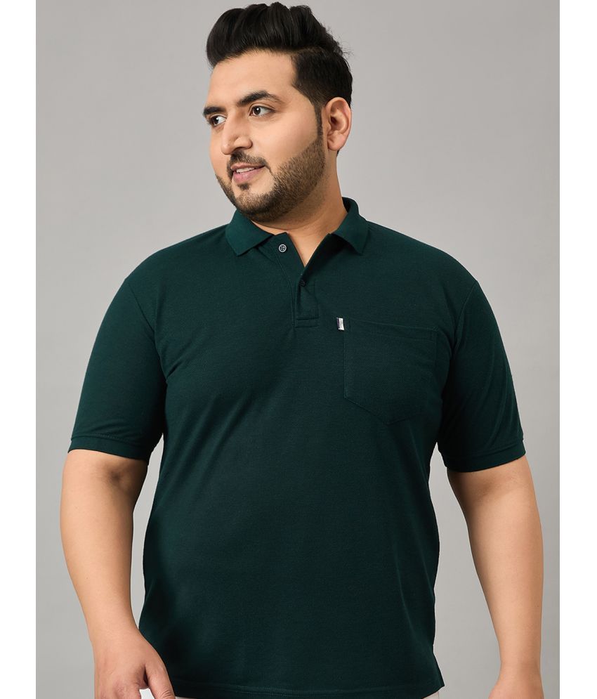     			Nyker Pack of 1 Cotton Blend Regular Fit Solid Half Sleeves Men's Polo T Shirt ( Dark Green )