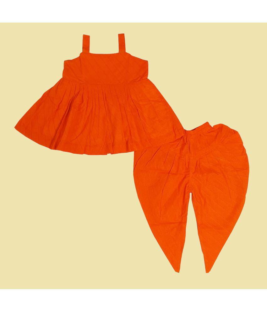     			harshvardhanmart.com Orange Cotton Baby Girl Kurta & Dhoti ( Pack of 1 )