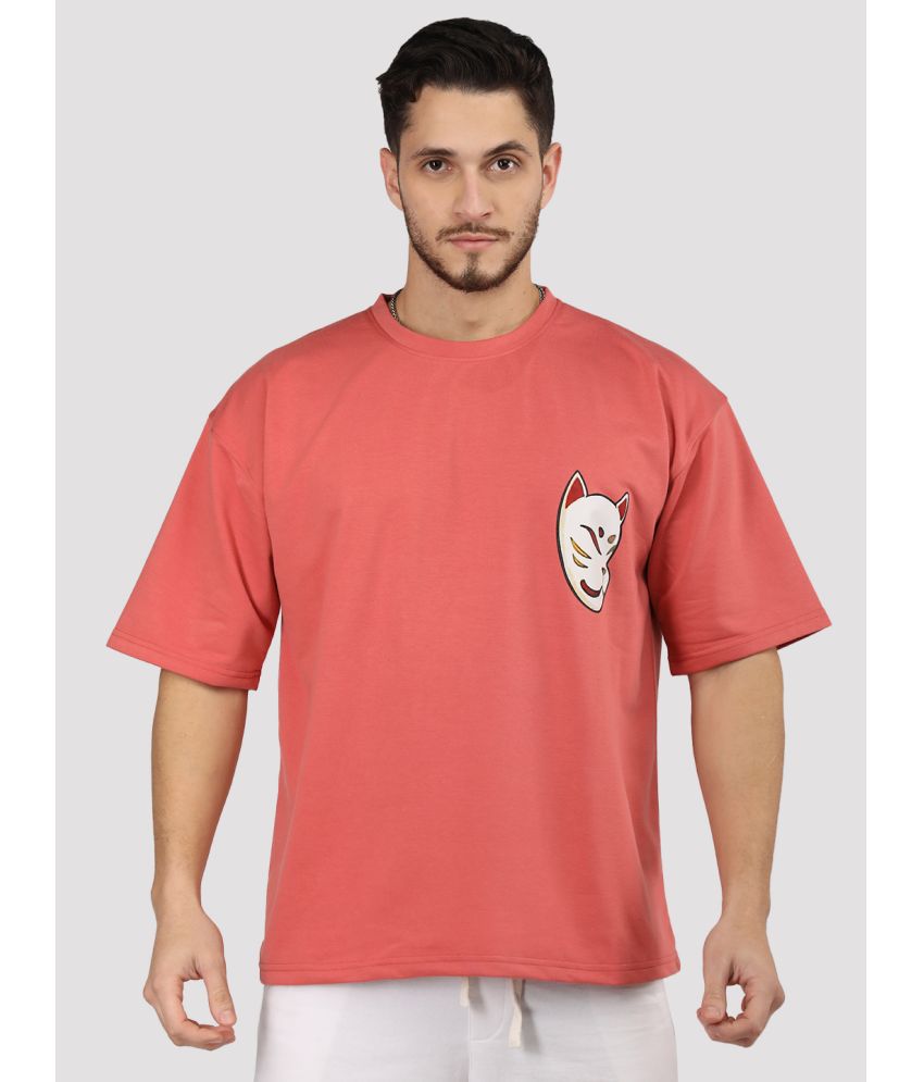     			Chkokko Cotton Blend Regular Fit Printed Half Sleeves Men's T-Shirt - Rust ( Pack of 1 )