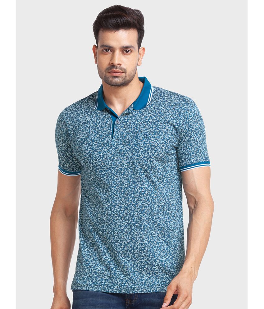     			Colorplus Cotton Regular Fit Printed Half Sleeves Men's Polo T Shirt - Blue ( Pack of 1 )