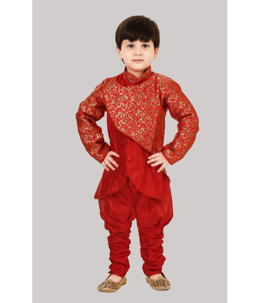     			Coxxup Silk Blend Sherwani For Boys ( Pack of 1 , Red )