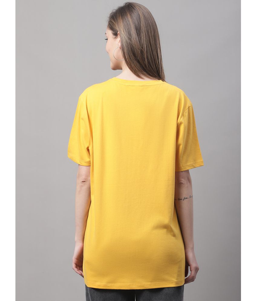     			DOOR74 Yellow Cotton Loose Fit Women's T-Shirt ( Pack of 1 )