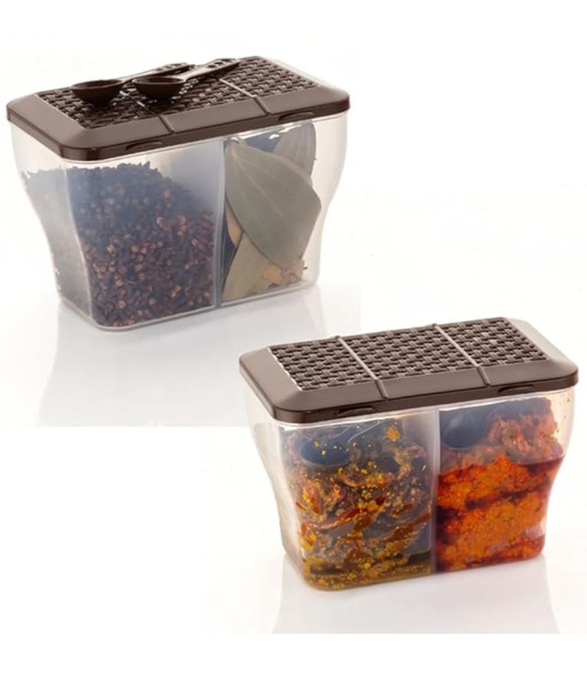     			HOMETALES Dal/Masala/Vegetable Plastic Brown Multi-Purpose Container ( Set of 2 )