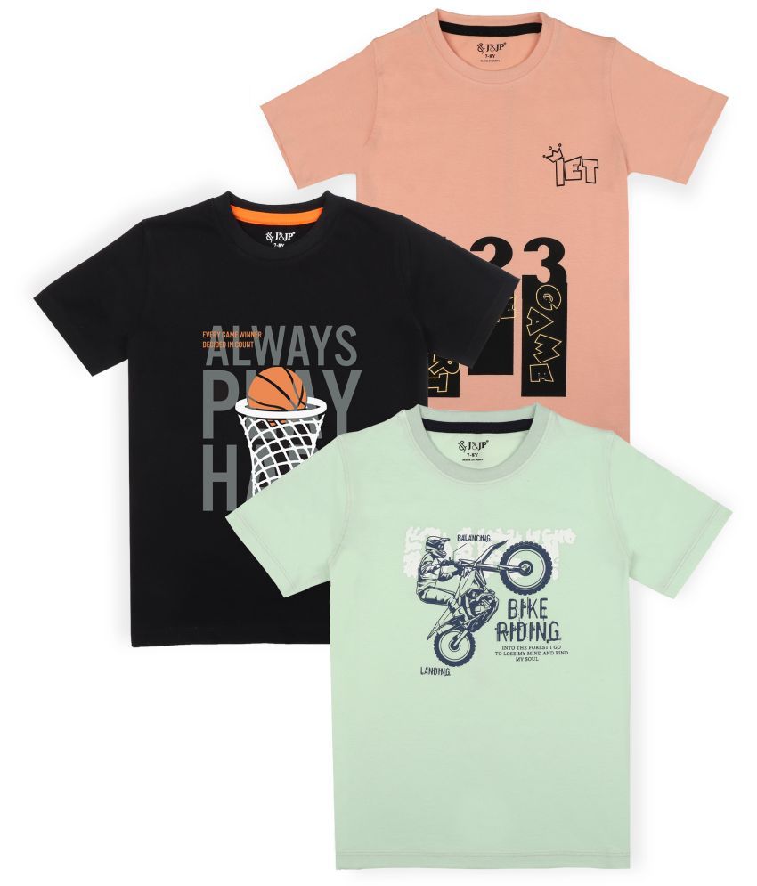     			J&JP Pack of 3 Boys Cotton Blend T-Shirt ( Multicolor )