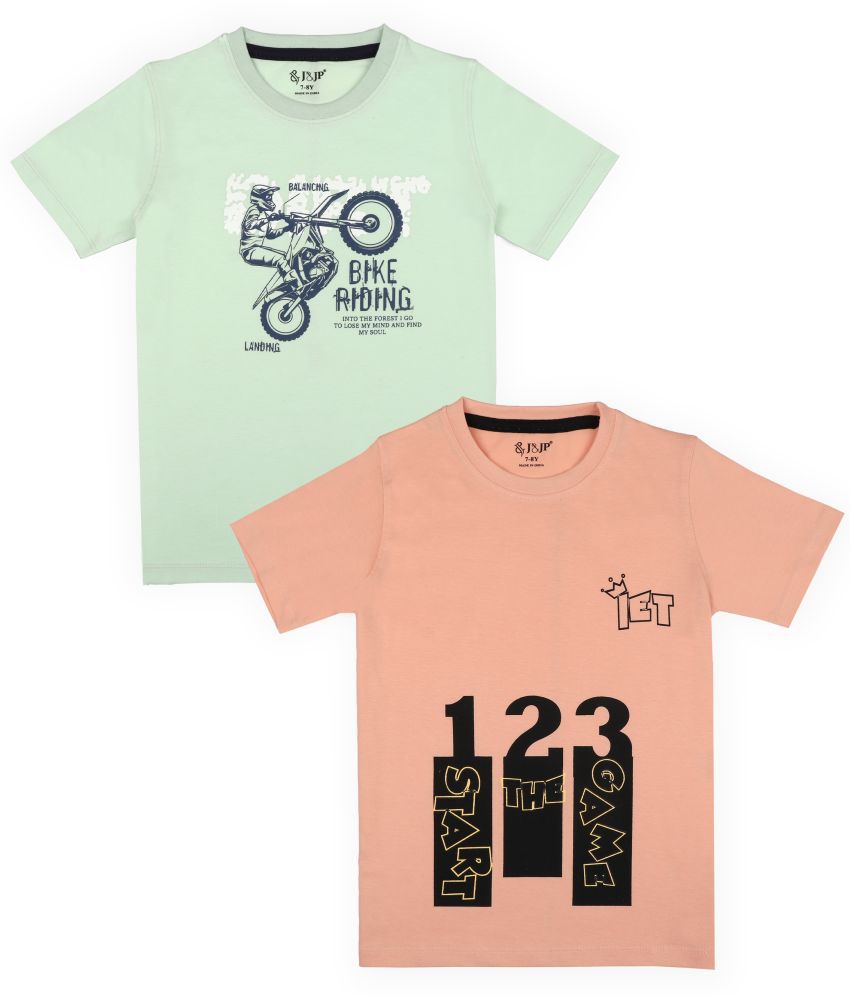     			J&JP Multicolor Cotton Blend Boy's T-Shirt ( Pack of 2 )