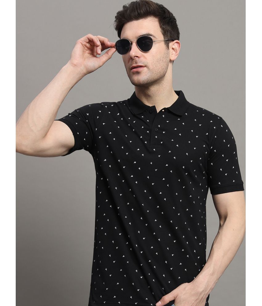     			Merriment Cotton Regular Fit Printed Half Sleeves Men's Polo T Shirt - Black ( Pack of 1 )