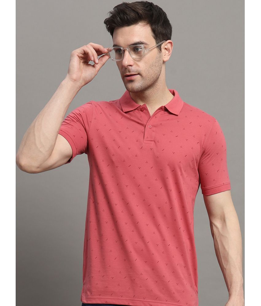     			Merriment Cotton Regular Fit Printed Half Sleeves Men's Polo T Shirt - Coral ( Pack of 1 )