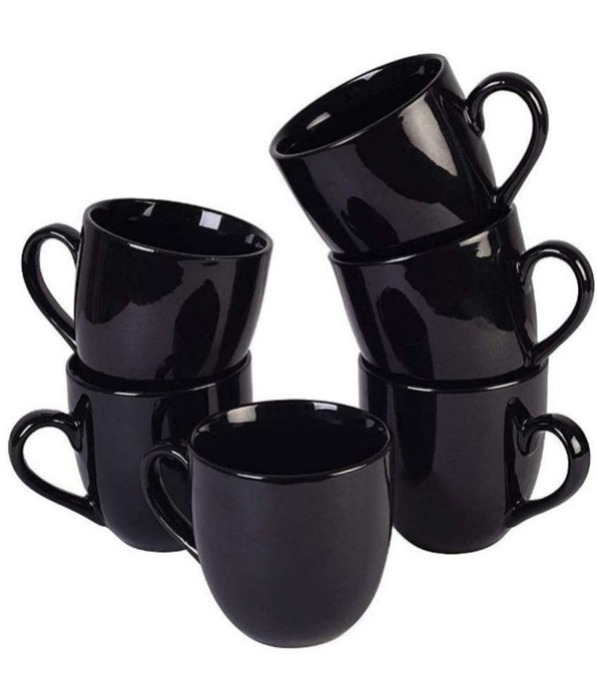     			Clay Heaven Black Ceramic cup Solid Ceramic Tea Cup 140 ml ( Pack of 6 )