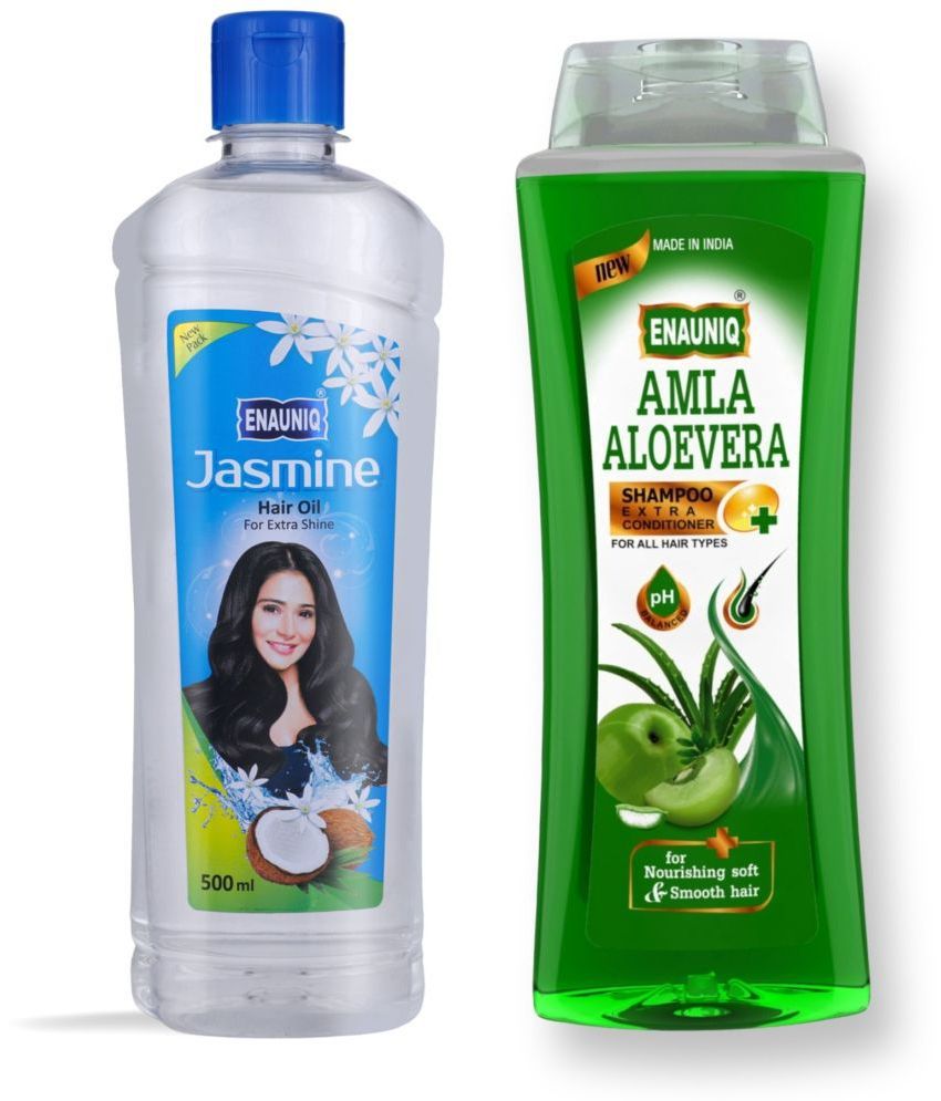     			Enauniq Jasmin Hair Oil (500ml) and Green Amla Aloevera Shampoo(500ml) for Hair Growth- 1000ml