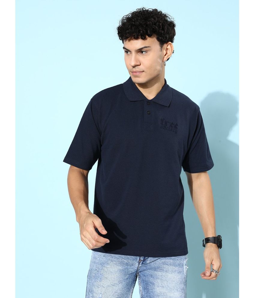     			Free Society Cotton Oversized Fit Printed Half Sleeves Men's Polo T Shirt - Navy ( Pack of 1 )