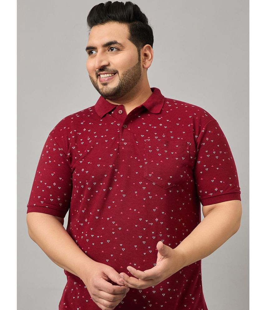     			MXN Cotton Blend Regular Fit Printed Half Sleeves Men's Polo T Shirt - Maroon ( Pack of 1 )