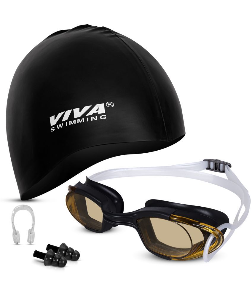     			VIVA SWIMMING Combo 616 Swimming Goggles & Swimming Cap, 2 Ear Plug With Nose Clip Swimming Kit