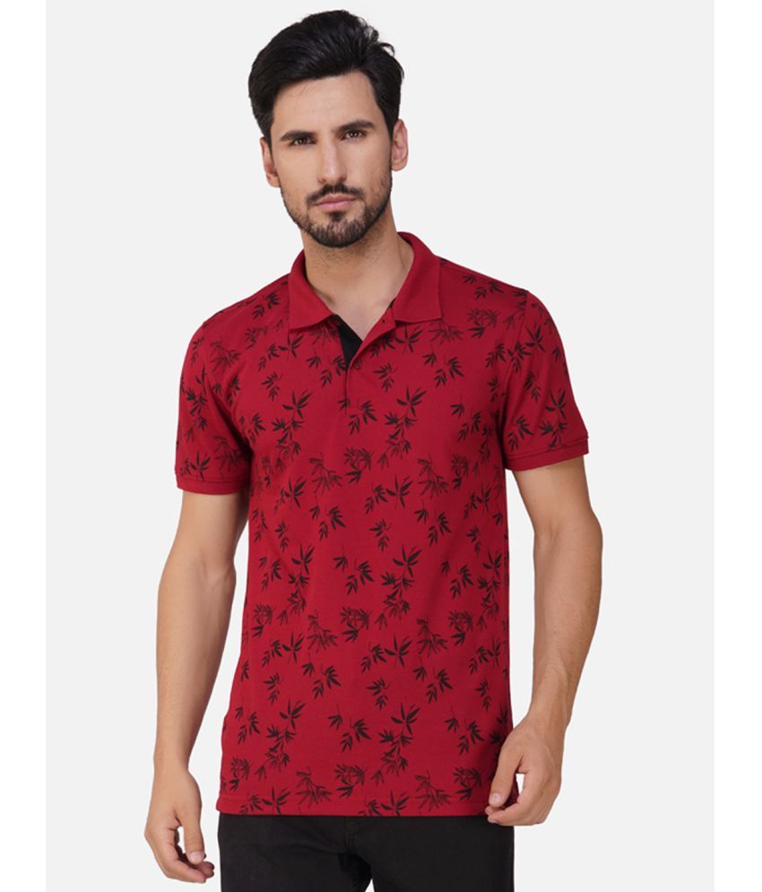     			XPLUMP Cotton Blend Regular Fit Printed Half Sleeves Men's Polo T Shirt - Maroon ( Pack of 1 )