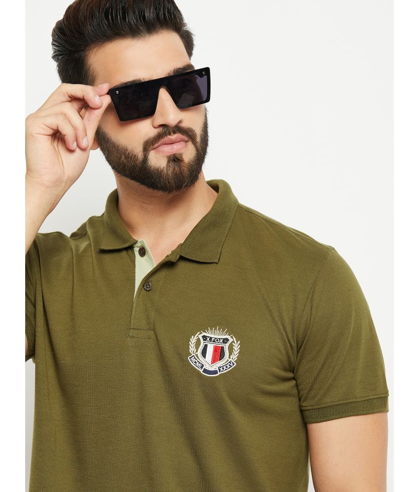     			XPLUMP Cotton Blend Regular Fit Printed Half Sleeves Men's Polo T Shirt - Green ( Pack of 1 )